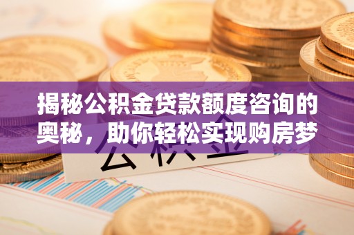 普兰揭秘公积金贷款额度咨询的奥秘，助你轻松实现购房梦想